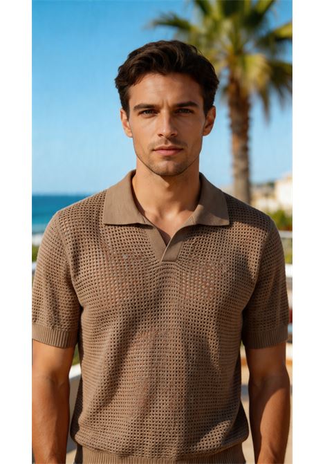 Polo in maglia traforata Tagliatore tortora in cotone TAGLIATORE | Polo | FINLAY PWE26-02727